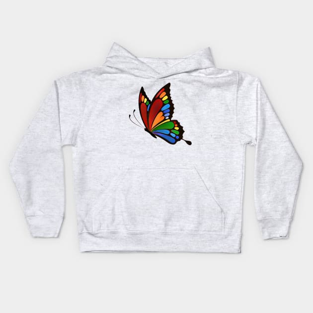 Rainbow Butterfly Kids Hoodie by AlondraHanley